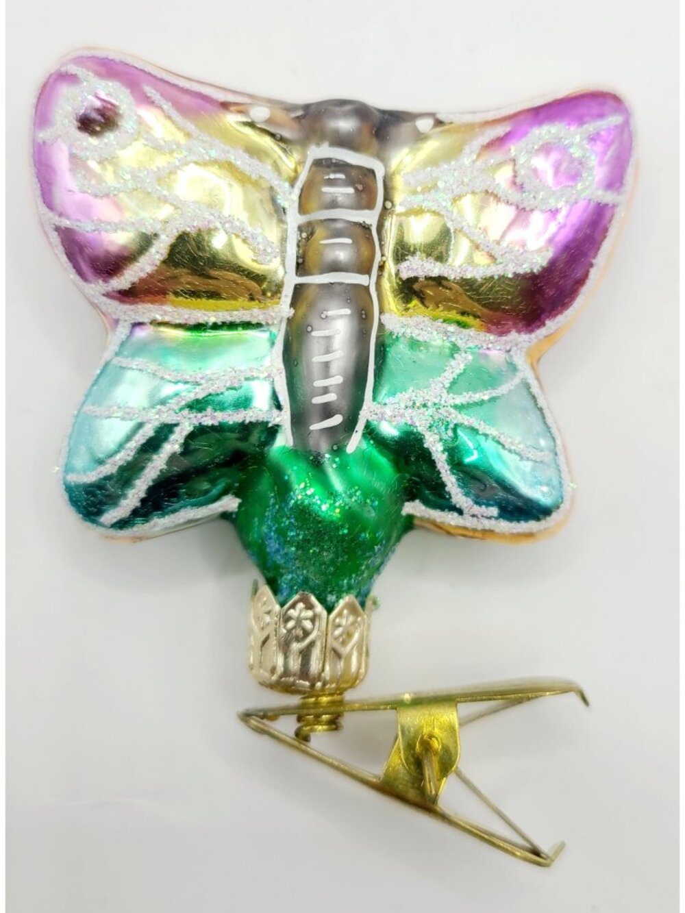Vtg Radko Flutter BY Butterfly Clip-on Ornament Christmas Holiday Decor